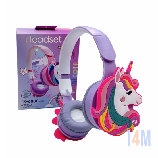 Auriculares Inalámbricos Unicornio Moxom TK-688C Púrpura